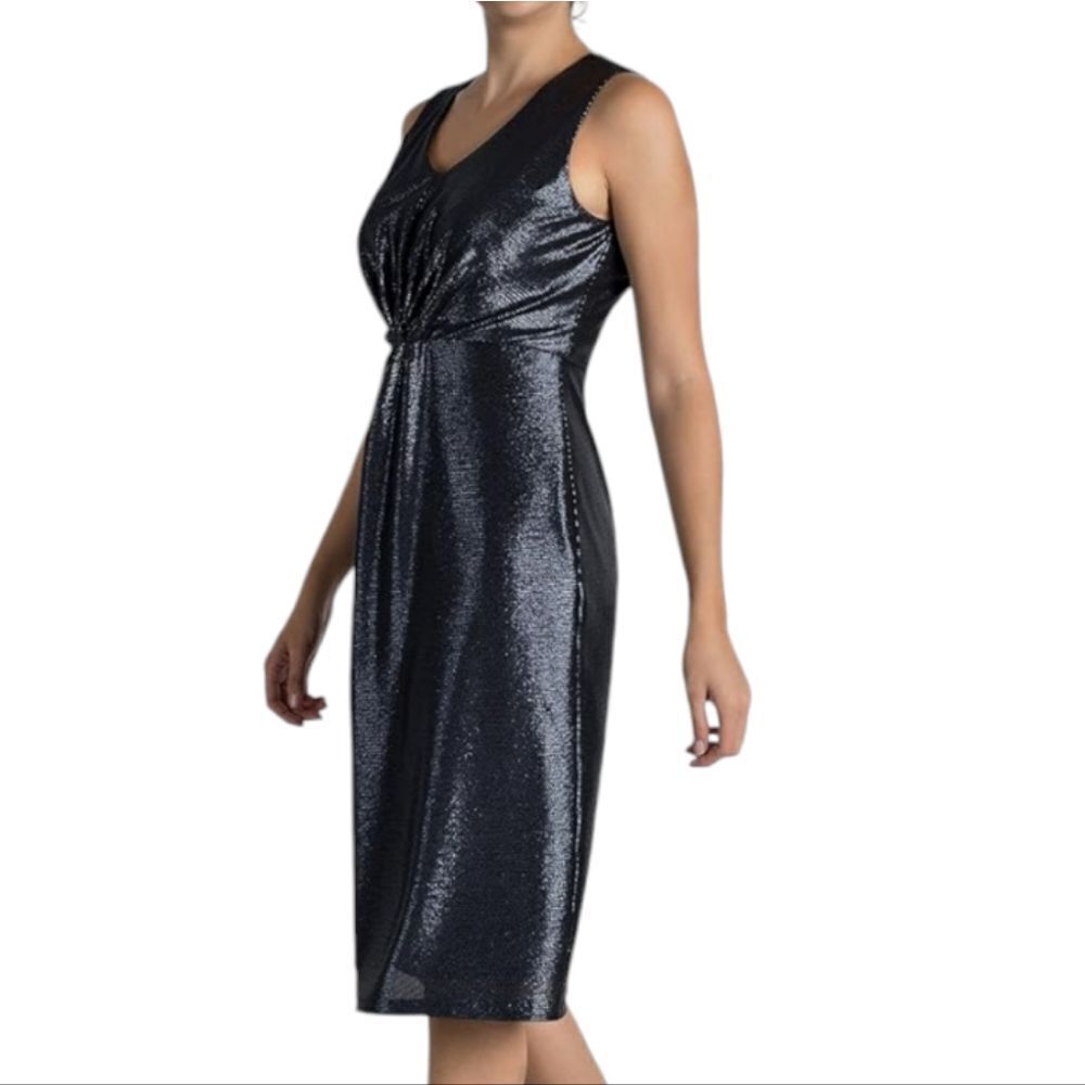 Donna Ricco Navy Blue Metallic Shimmer Dress